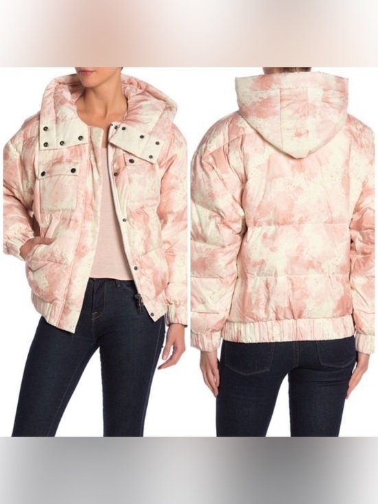 ATM Anthony Thomas Melillo Jackets & Blazers - ATM Anthony Thomas Melillo Tie-Dye Down Puffer Jacket | Large | Chalk/Lunar Pink